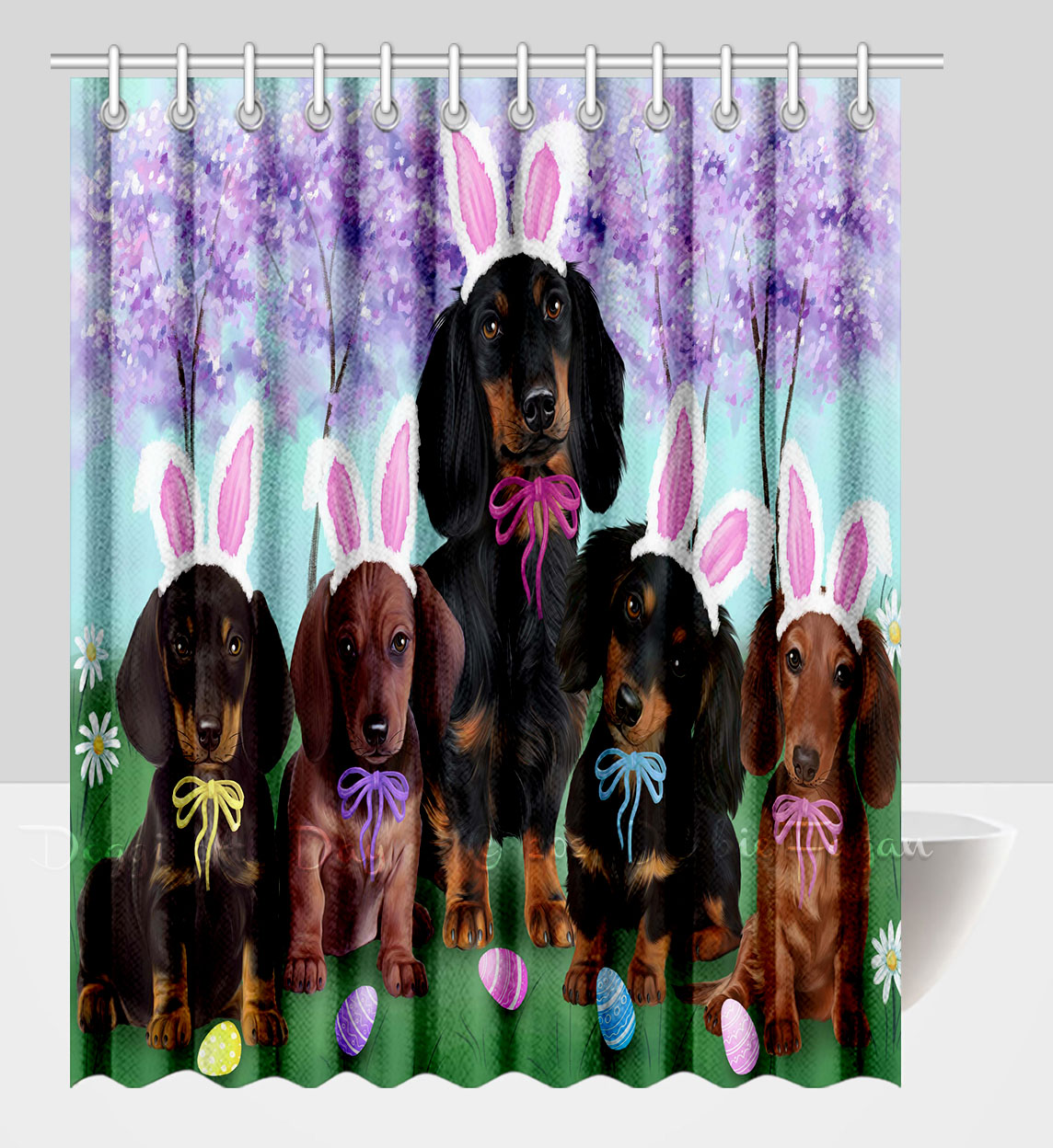Dachshund Shower Curtain Personalized Hooks Many Dog Designs NWT - Picture 13 of 34
