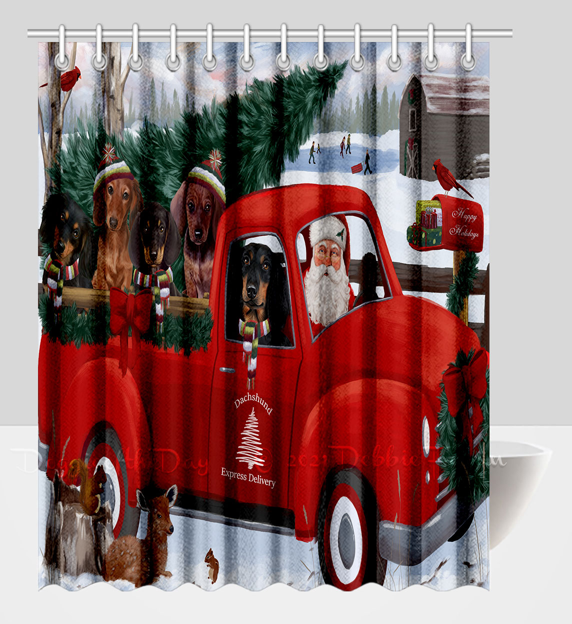Dachshund Shower Curtain Personalized Hooks Many Dog Designs NWT - Picture 11 of 34