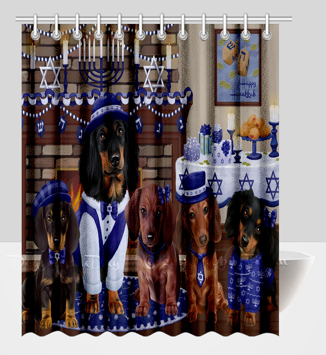 Dachshund Shower Curtain Personalized Hooks Many Dog Designs NWT - Picture 15 of 34