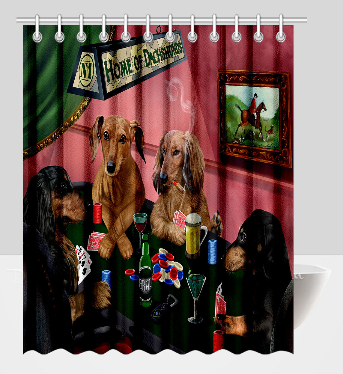Dachshund Shower Curtain Personalized Hooks Many Dog Designs NWT - Picture 27 of 34