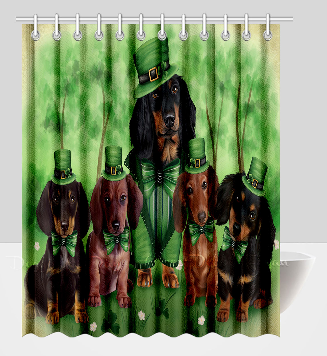 Dachshund Shower Curtain Personalized Hooks Many Dog Designs NWT - Picture 18 of 34