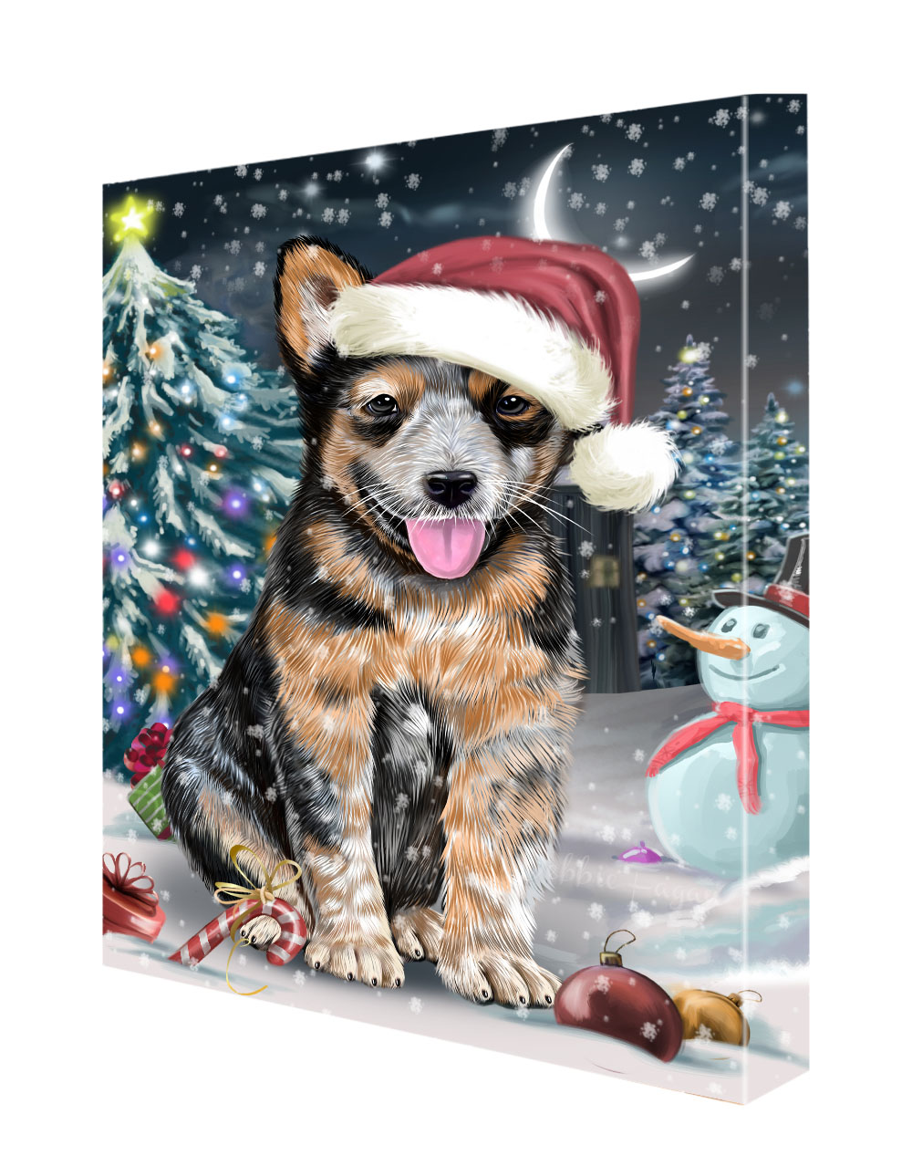 Australian Cattle Dog Canvas .75" Personalized Digital Painting Christmas NWT