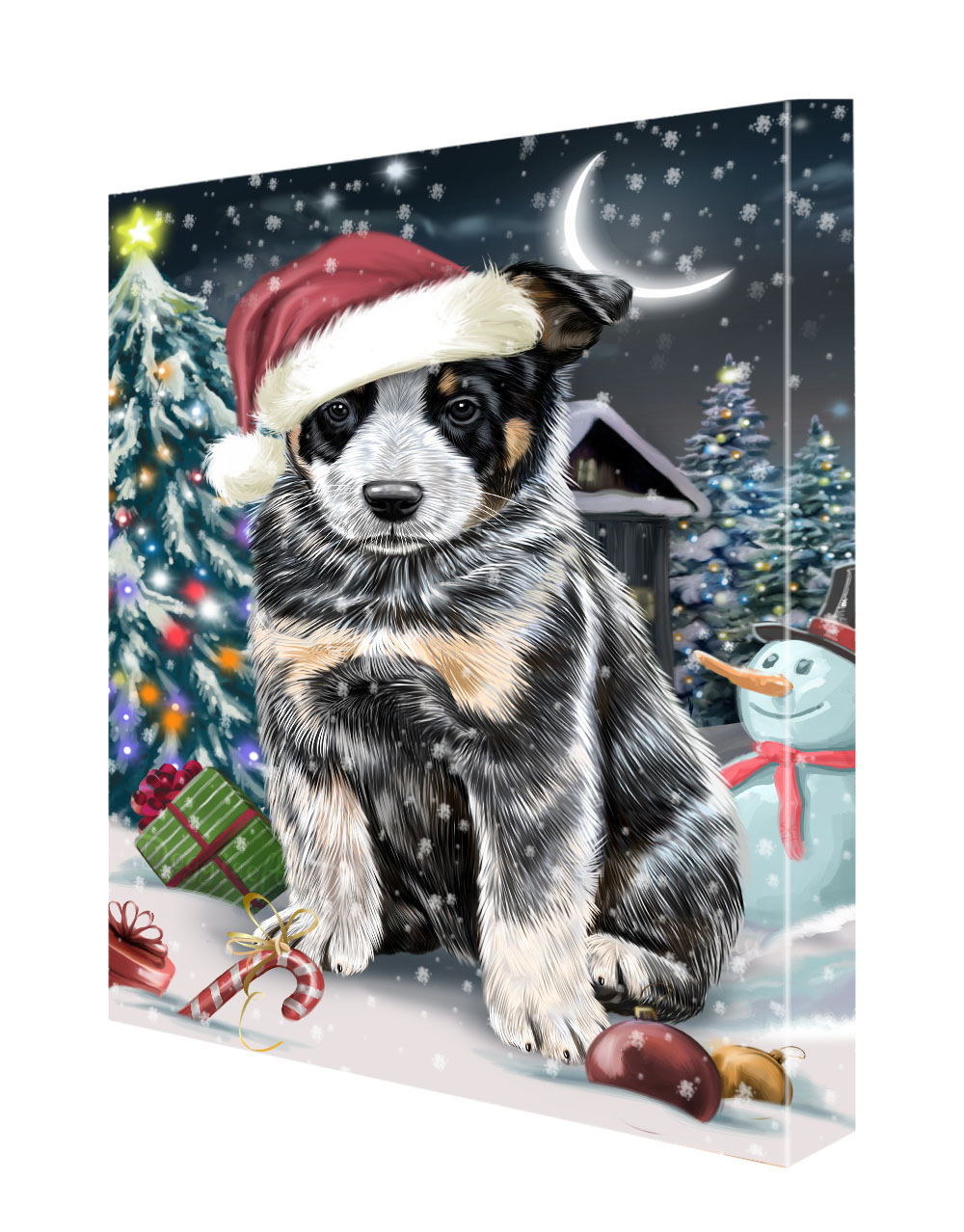 Australian Cattle Dog Canvas .75" Personalized Digital Painting Christmas NWT