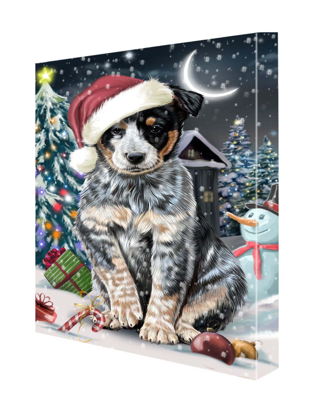 Australian Cattle Dog Canvas .75" Personalized Digital Painting Christmas NWT