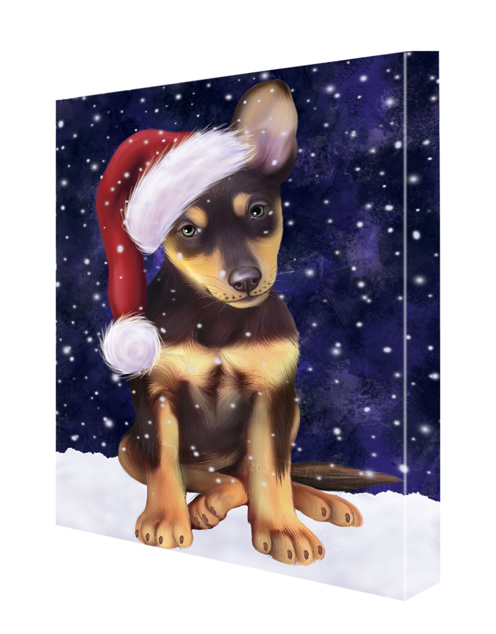 Australian Kelpies Dog Canvas .75" Personalized Digital Painting Christmas NWT