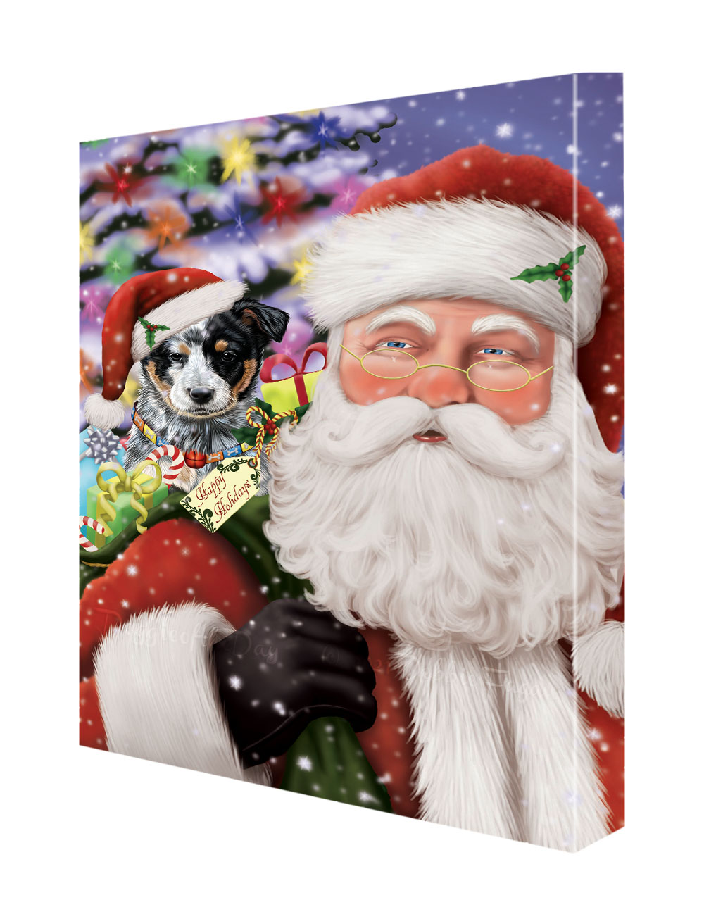 Australian Cattle Dog Canvas .75" Personalized Digital Painting Christmas NWT