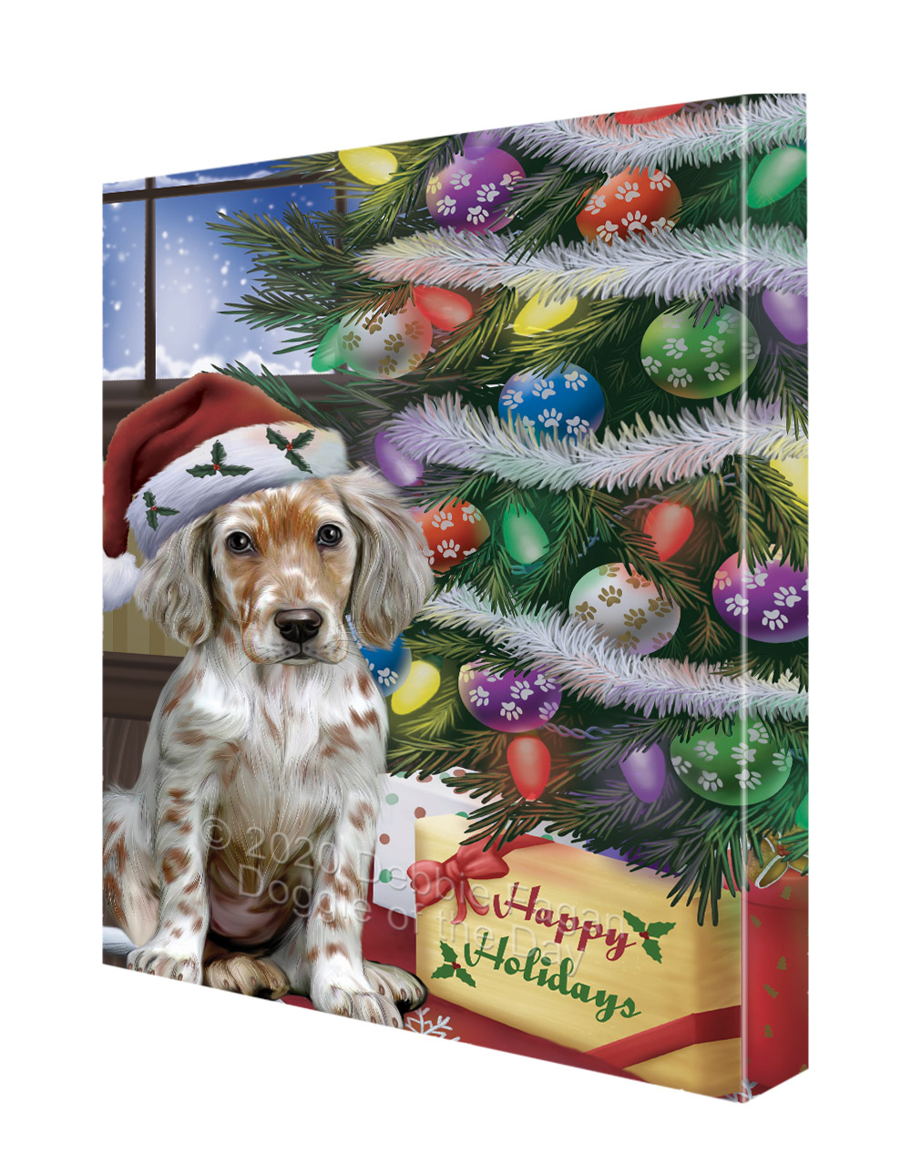 Englischer Setter Hund Leinwand 0,75" personalisiertes digitales Gemälde Weihnachten Neu mit Etikett - Bild 52 von 62