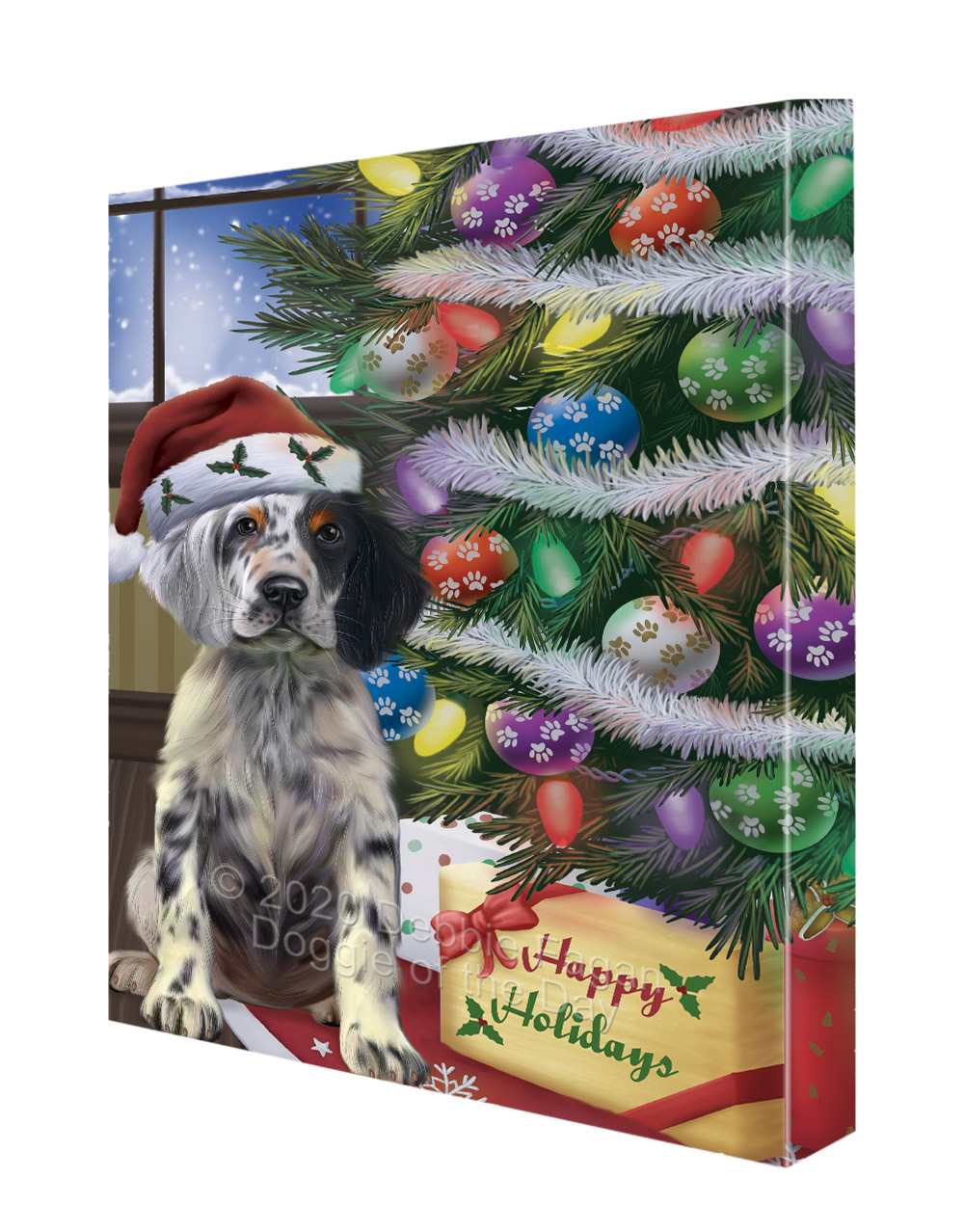 Englischer Setter Hund Leinwand 0,75" personalisiertes digitales Gemälde Weihnachten Neu mit Etikett - Bild 53 von 62