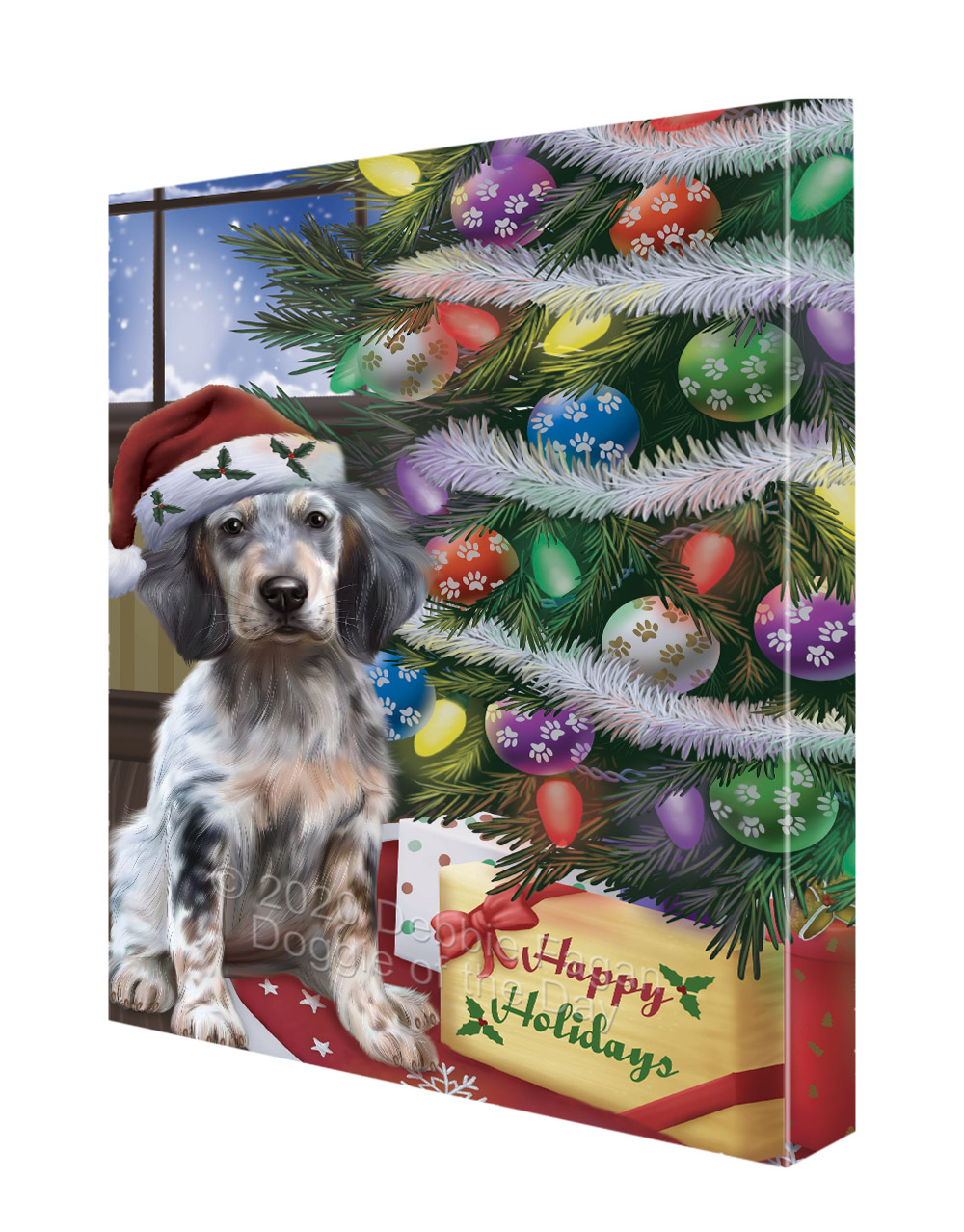 Englischer Setter Hund Leinwand 0,75" personalisiertes digitales Gemälde Weihnachten Neu mit Etikett - Bild 54 von 62