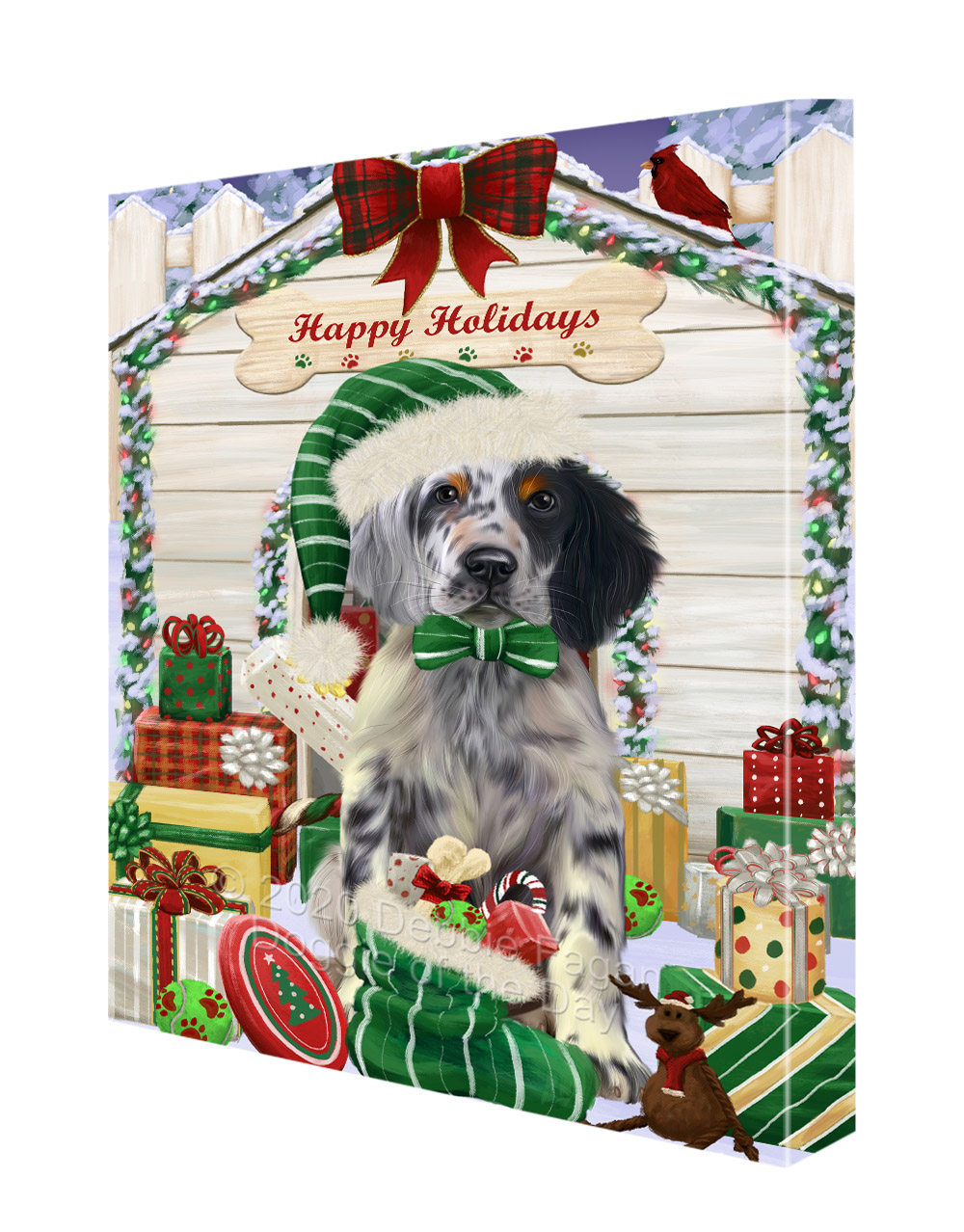 Englischer Setter Hund Leinwand 0,75" personalisiertes digitales Gemälde Weihnachten Neu mit Etikett - Bild 36 von 62
