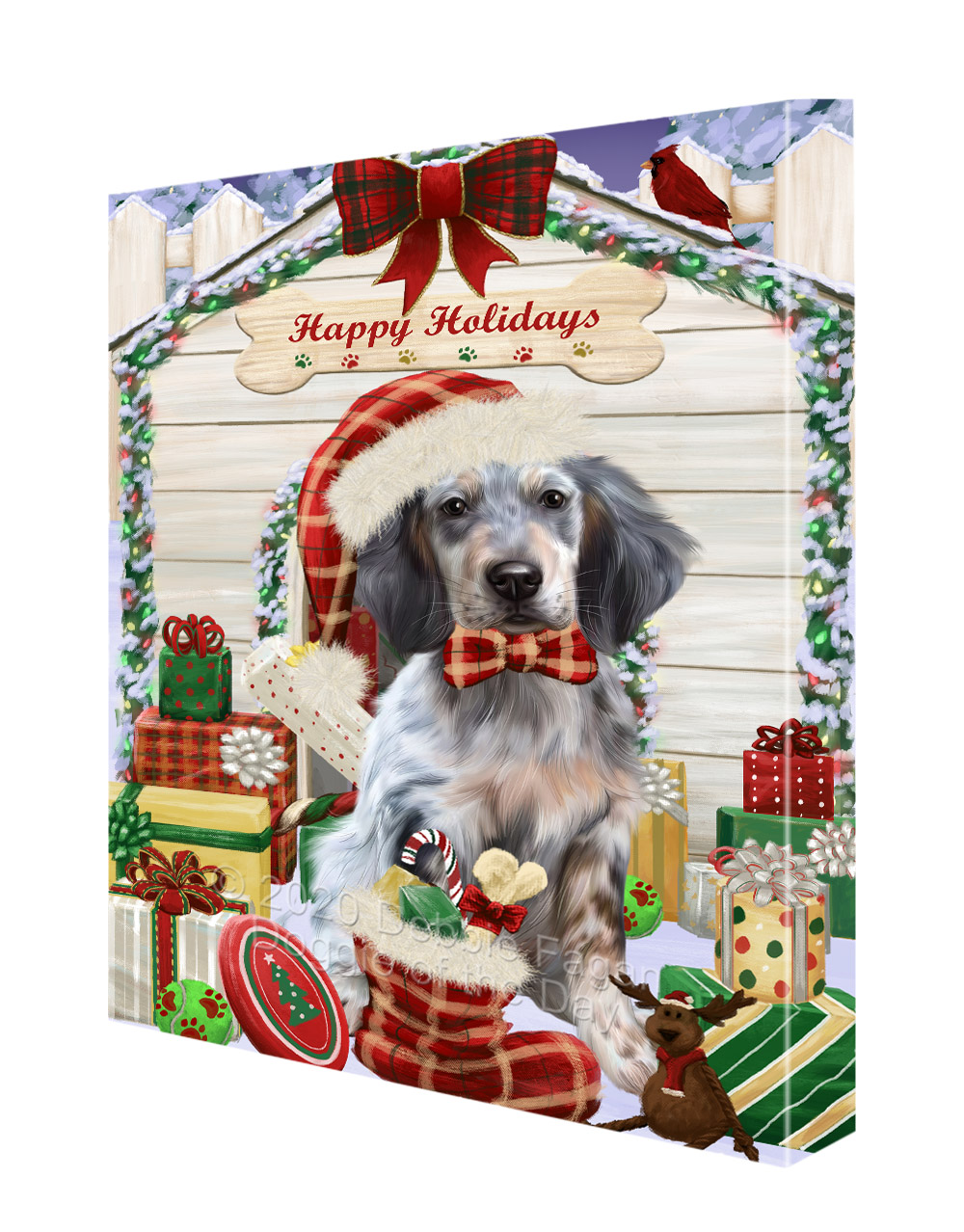 Englischer Setter Hund Leinwand 0,75" personalisiertes digitales Gemälde Weihnachten Neu mit Etikett - Bild 37 von 62