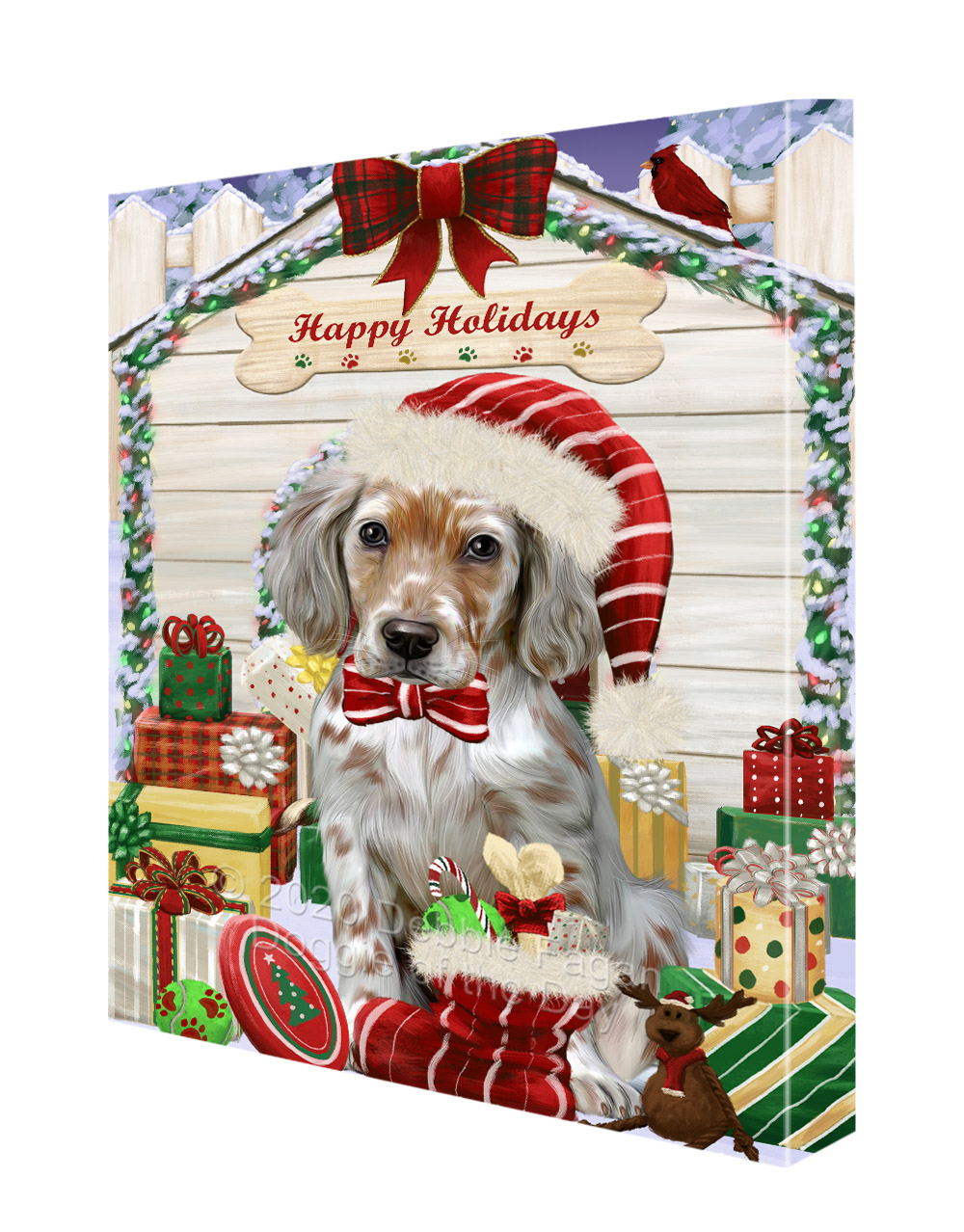 Englischer Setter Hund Leinwand 0,75" personalisiertes digitales Gemälde Weihnachten Neu mit Etikett - Bild 38 von 62