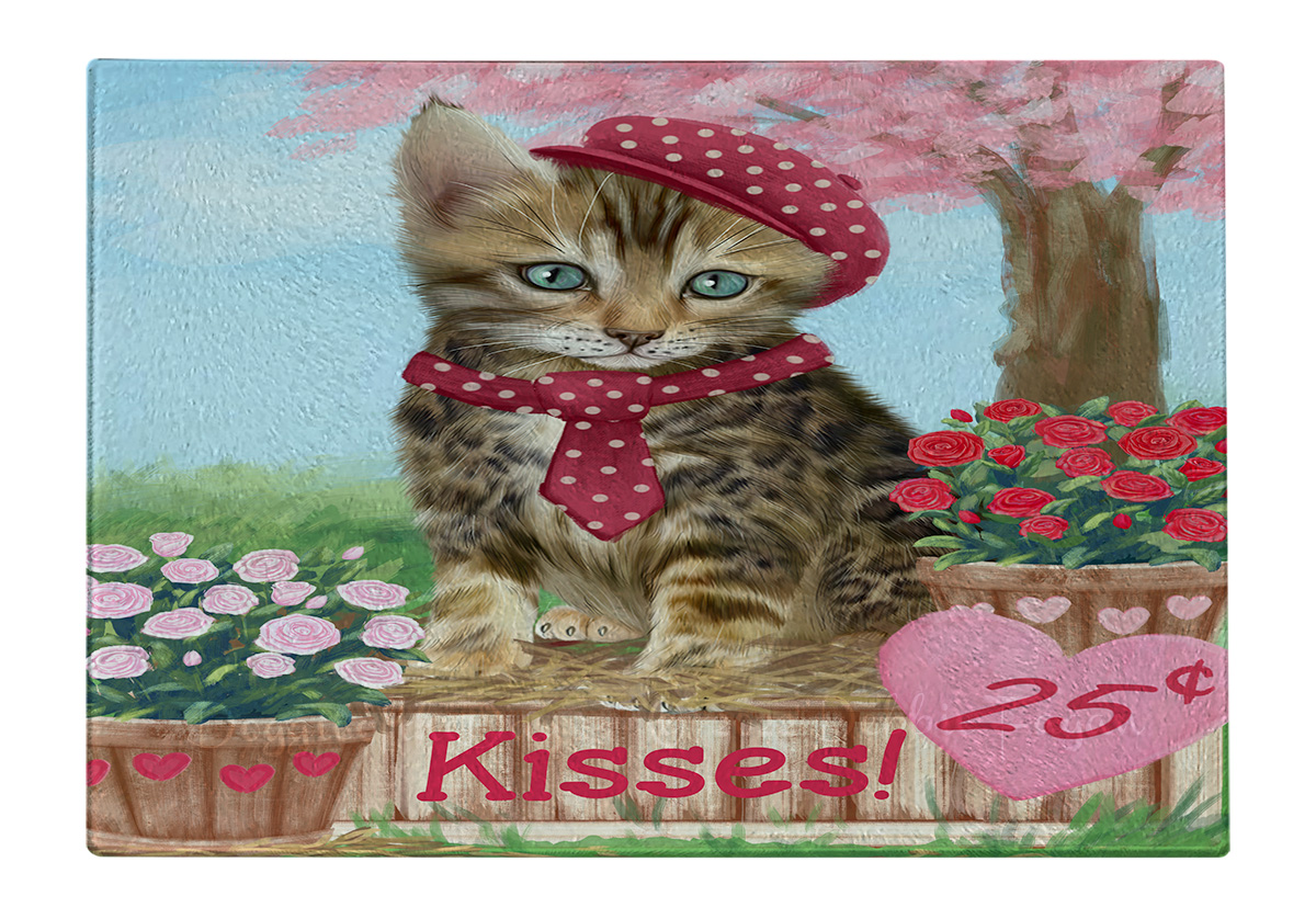 Bengal Cat Cutting Board Tempered Glass Personalized Kitchen Custom NWT