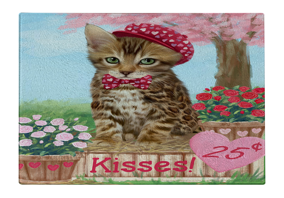 Bengal Cat Cutting Board Tempered Glass Personalized Kitchen Custom NWT