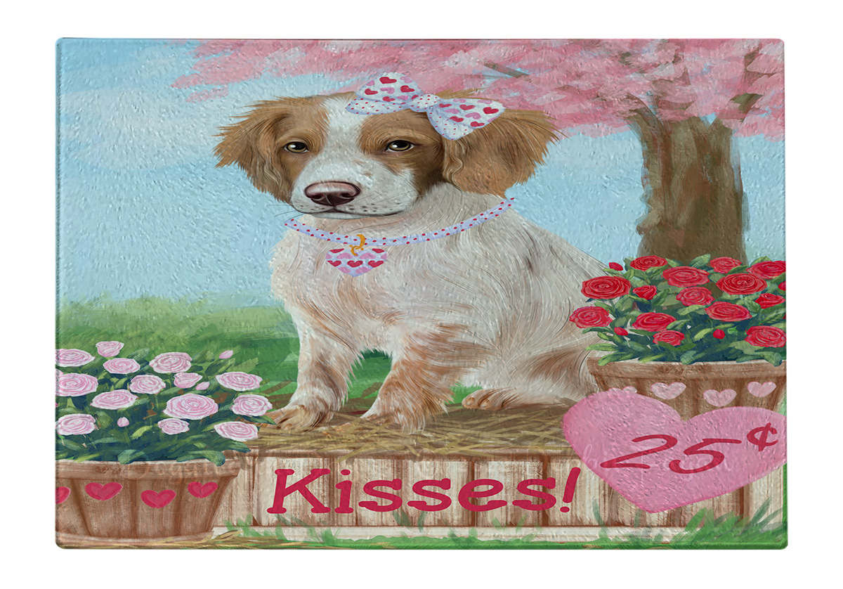 Brittany Spaniel Dog Cutting Board Tempered Glass Personalized Kitchen NWT