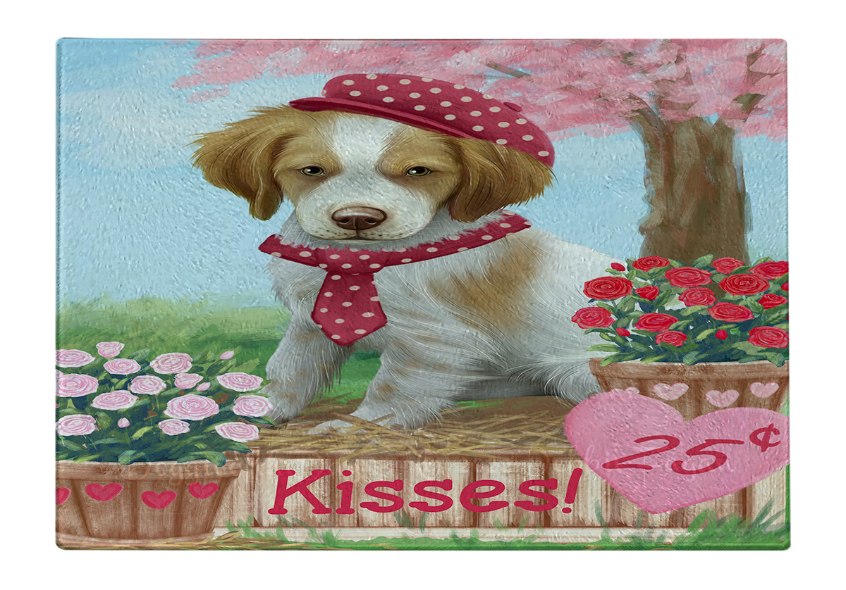 Brittany Spaniel Dog Cutting Board Tempered Glass Personalized Kitchen NWT