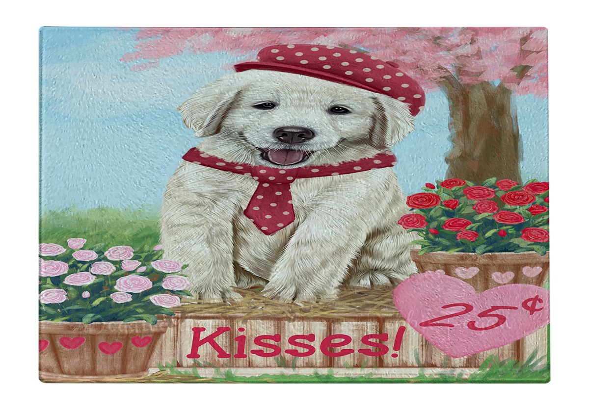 Golden Retriever Dog Cutting Board Tempered Glass Personalized Kitchen NWT