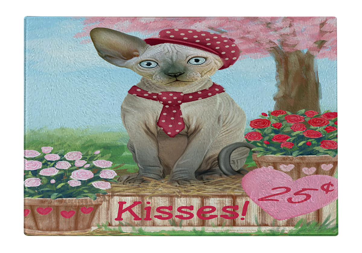 Sphynx Cat Cutting Board Tempered Glass Personalized Kitchen Custom NWT