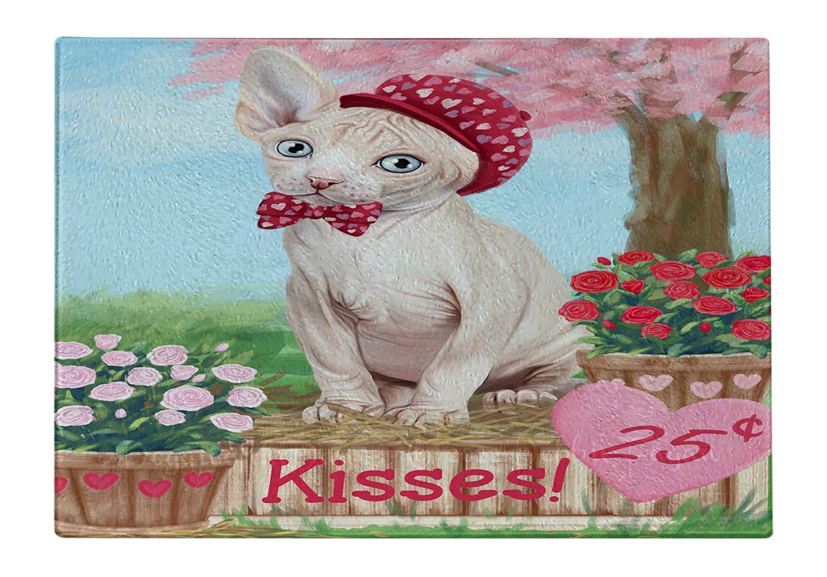 Sphynx Cat Cutting Board Tempered Glass Personalized Kitchen Custom NWT