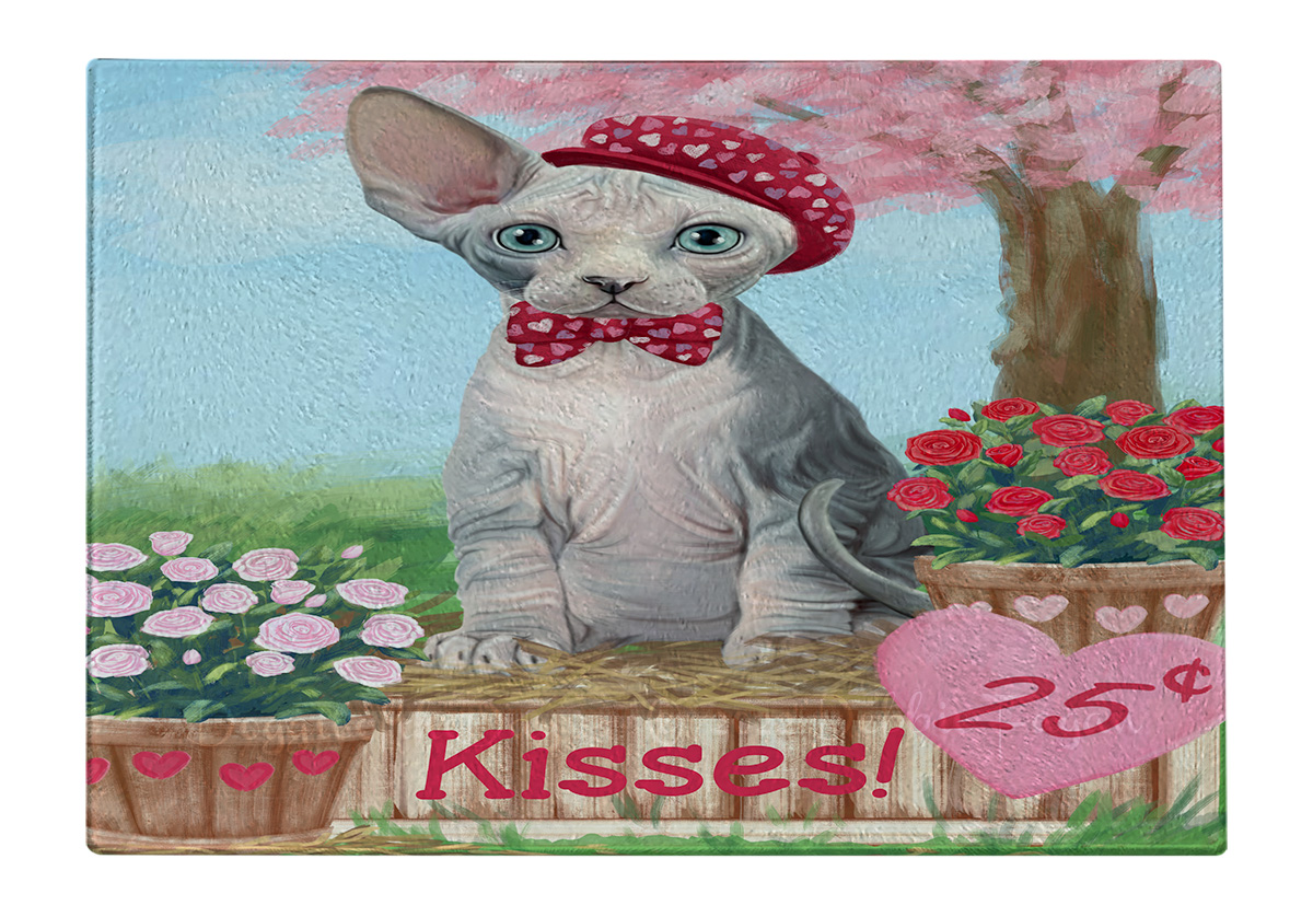 Sphynx Cat Cutting Board Tempered Glass Personalized Kitchen Custom NWT