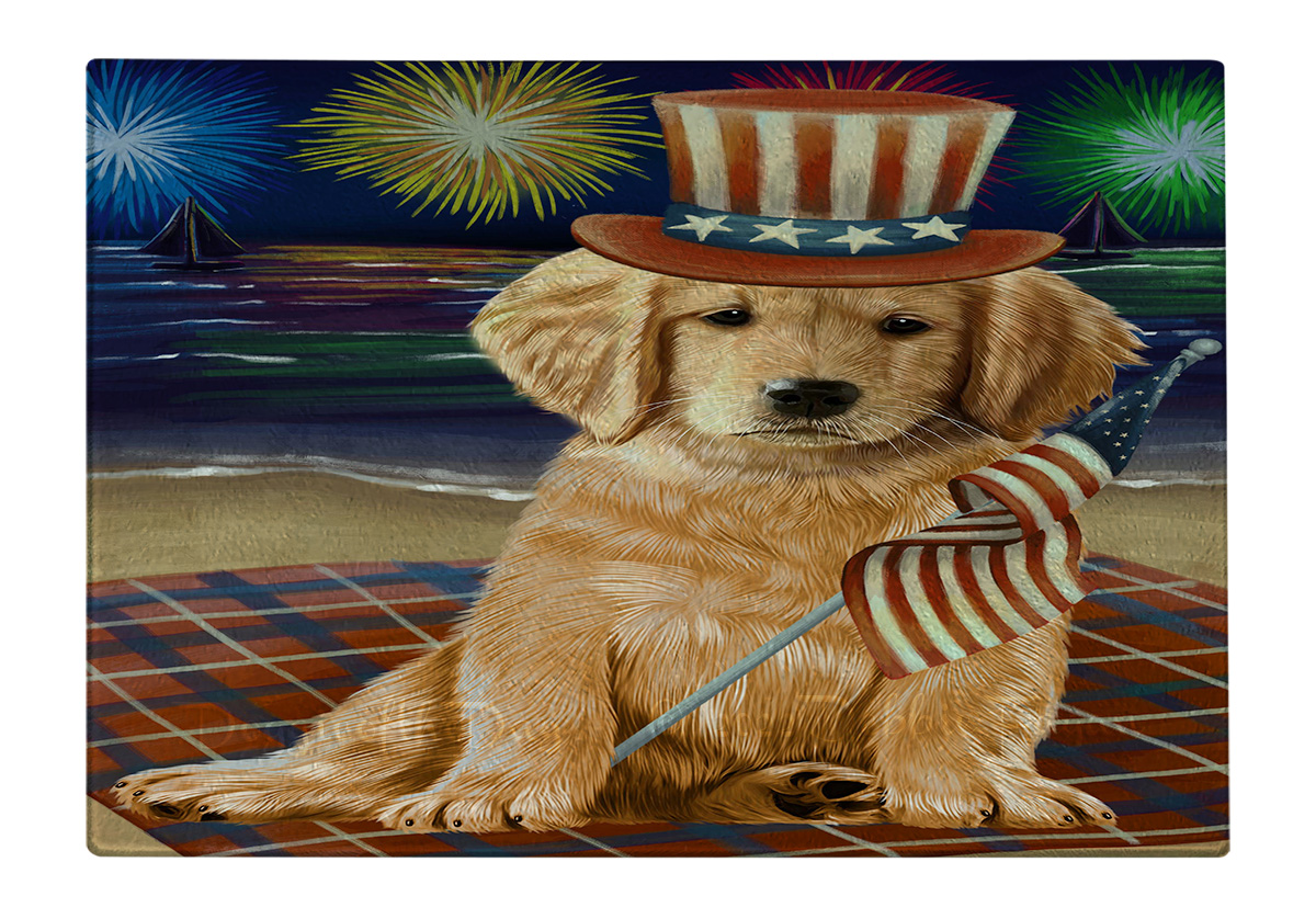 Golden Retriever Dog Cutting Board Tempered Glass Personalized Kitchen NWT