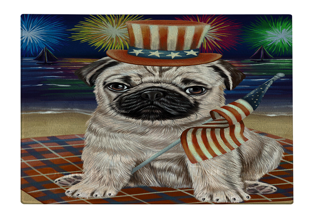 Pug Dog Cutting Board Tempered Glass Personalized Kitchen Custom NWT