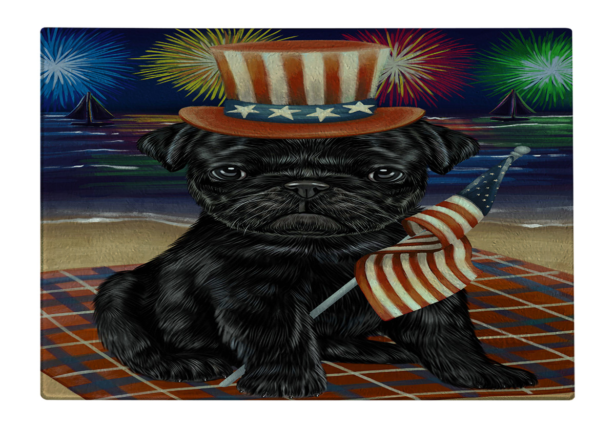 Pug Dog Cutting Board Tempered Glass Personalized Kitchen Custom NWT