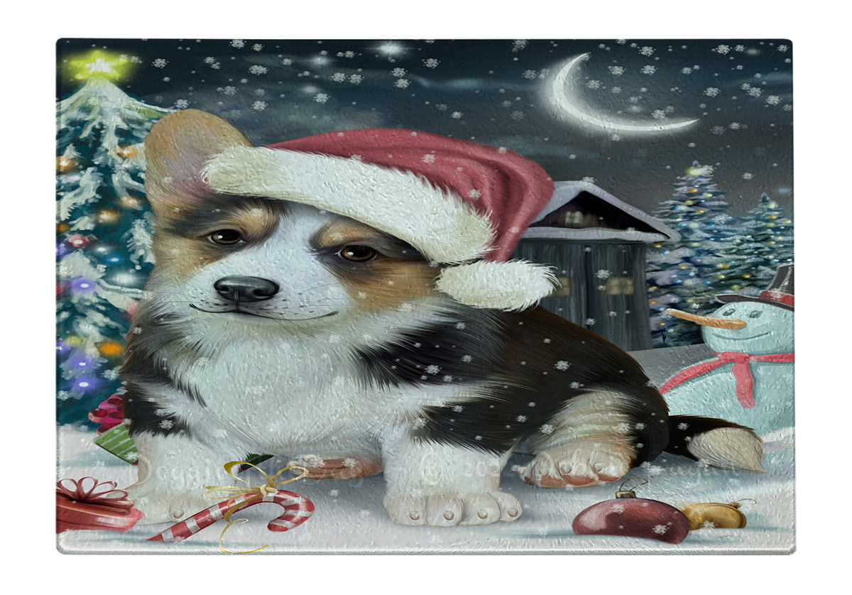 Corgi Dog Cutting Board Tempered Glass Personalized Custom Christmas NWT