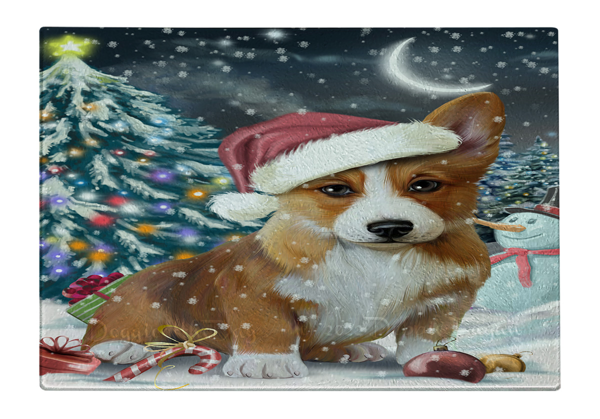 Corgi Dog Cutting Board Tempered Glass Personalized Custom Christmas NWT