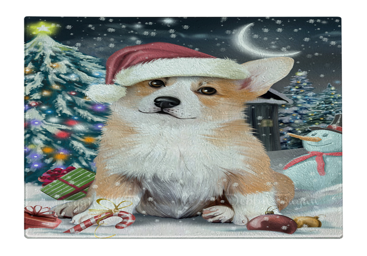 Corgi Dog Cutting Board Tempered Glass Personalized Custom Christmas NWT