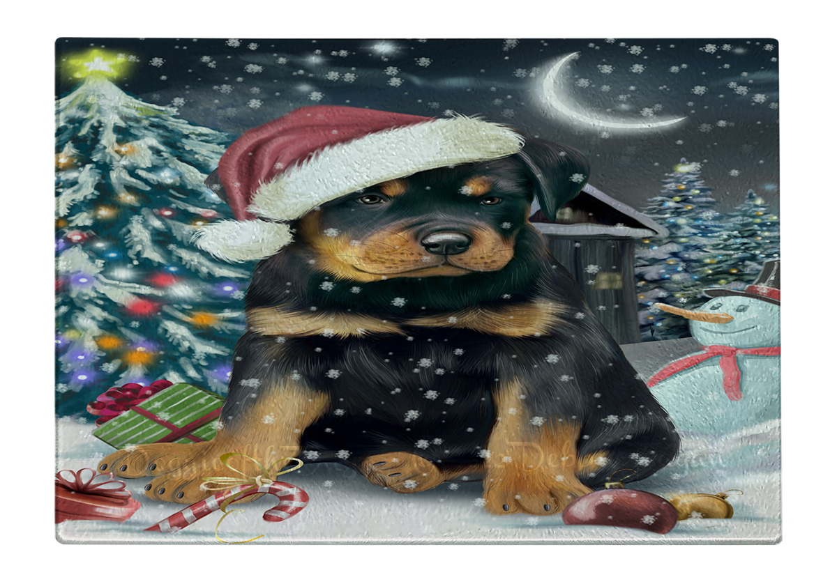 Rottweiler Dog Cutting Board Tempered Glass Personalized Custom Christmas NWT