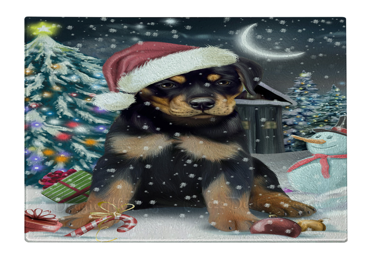 Rottweiler Dog Cutting Board Tempered Glass Personalized Custom Christmas NWT