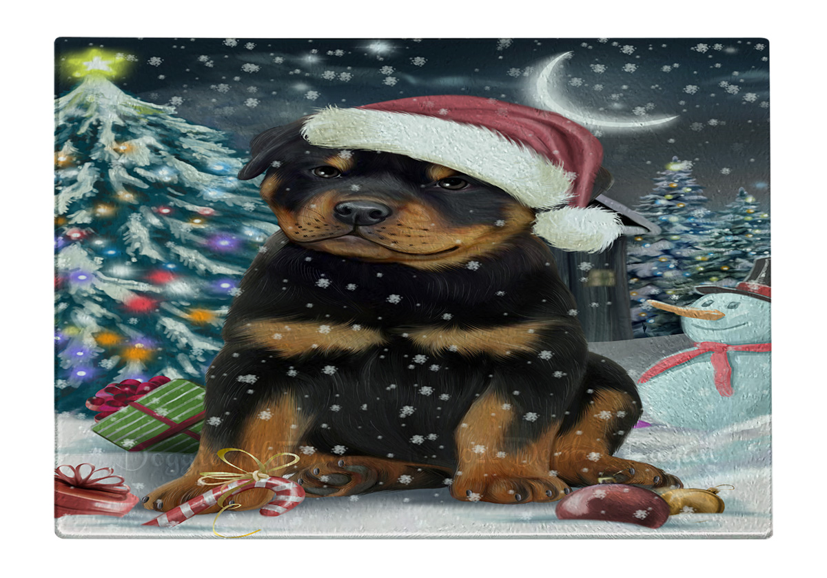 Rottweiler Dog Cutting Board Tempered Glass Personalized Custom Christmas NWT