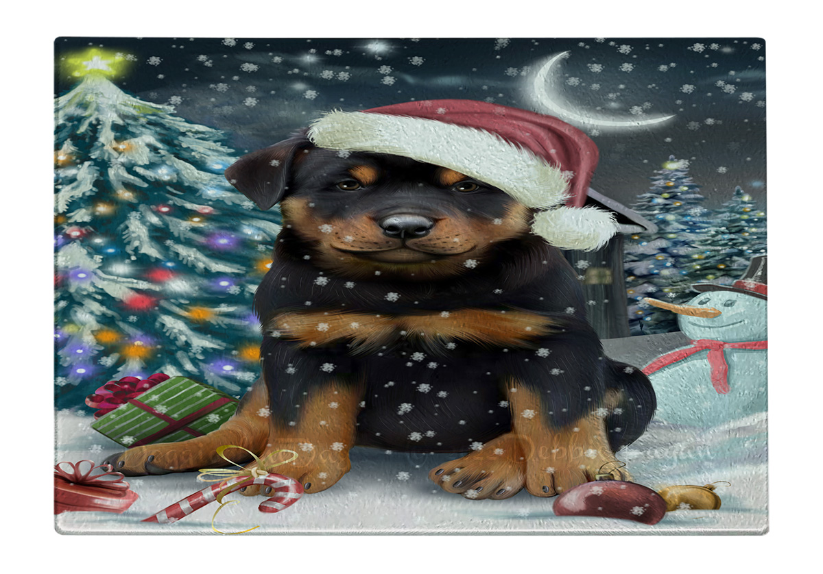 Rottweiler Dog Cutting Board Tempered Glass Personalized Custom Christmas NWT