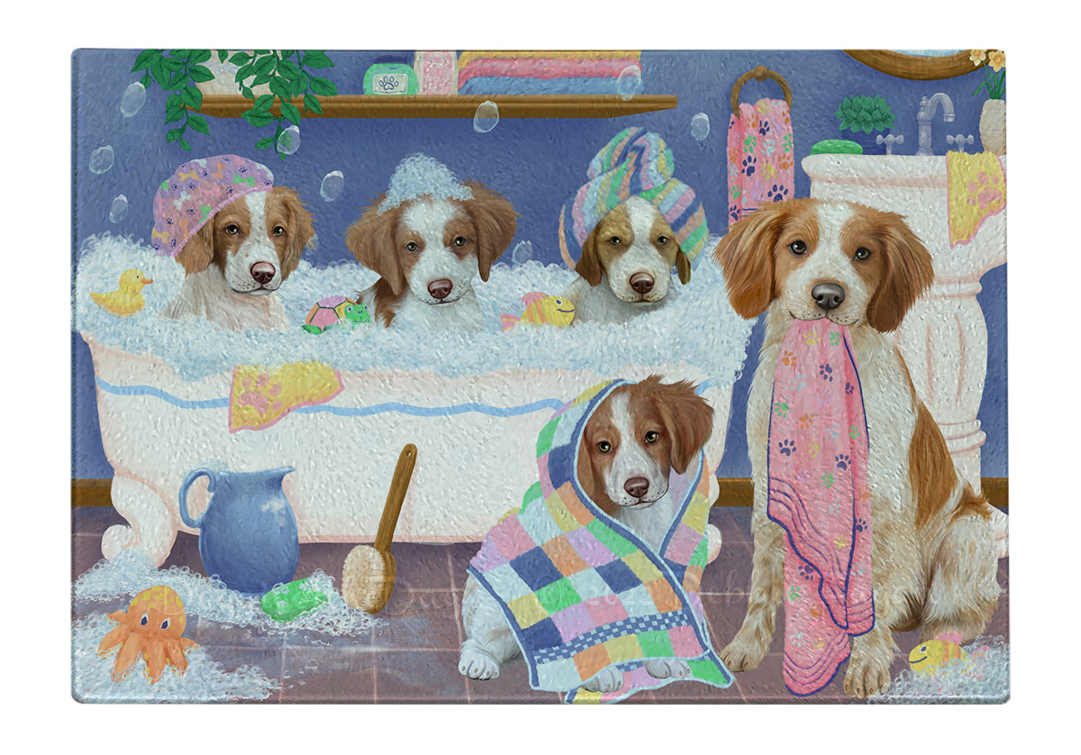 Brittany Spaniel Dog Cutting Board Tempered Glass Personalized Kitchen NWT