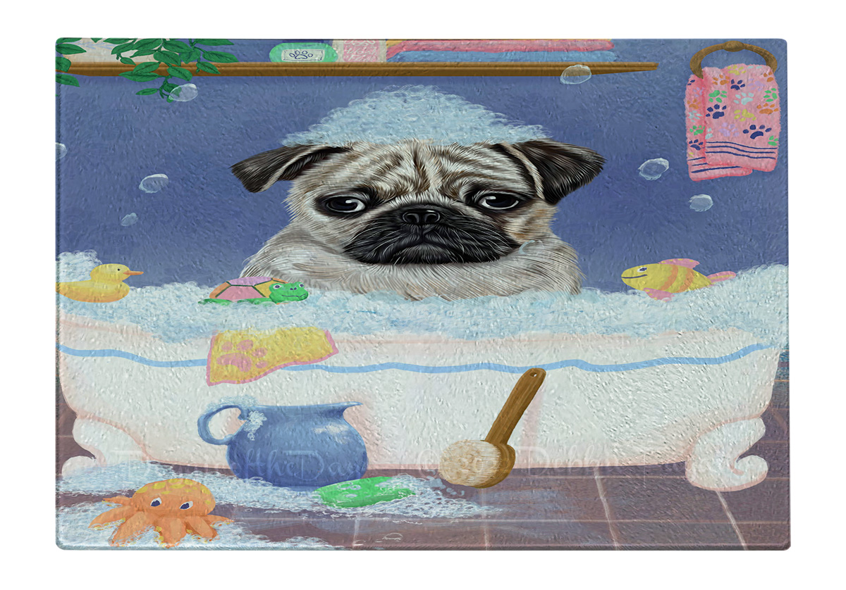 Pug Dog Cutting Board Tempered Glass Personalized Kitchen Custom NWT