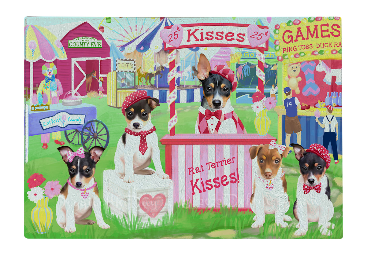 Rat Terrier Dog Cutting Board Tempered Glass Personalized Kitchen Custom NWT