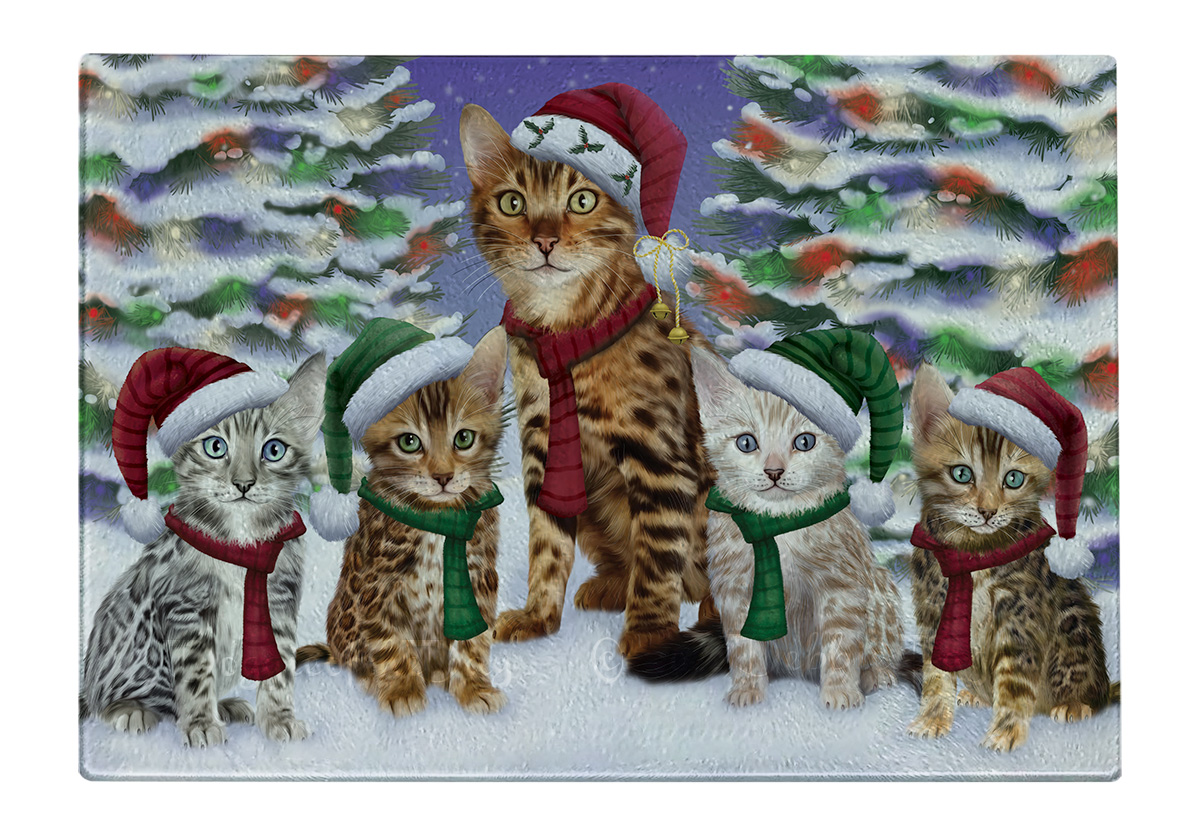 Bengal Cat Cutting Board Tempered Glass Personalized Custom Christmas NWT