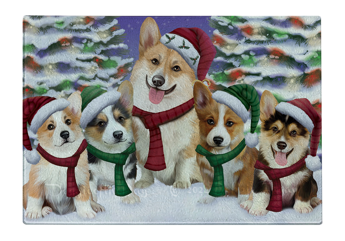 Corgi Dog Cutting Board Tempered Glass Personalized Custom Christmas NWT