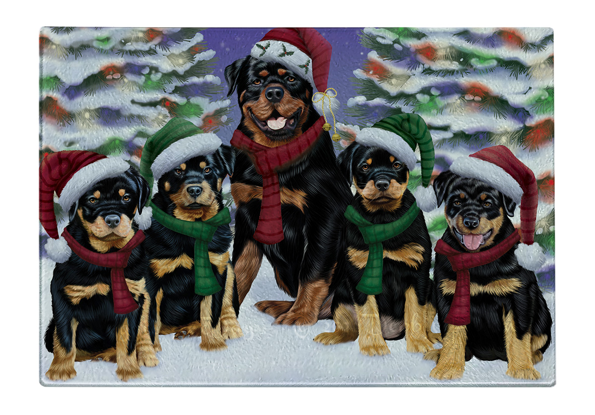 Rottweiler Dog Cutting Board Tempered Glass Personalized Custom Christmas NWT