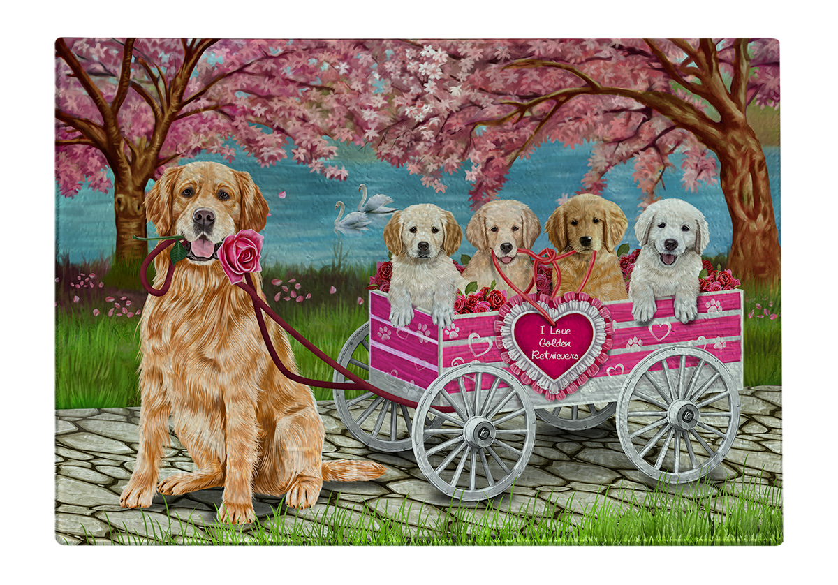 Golden Retriever Dog Cutting Board Tempered Glass Personalized Kitchen NWT