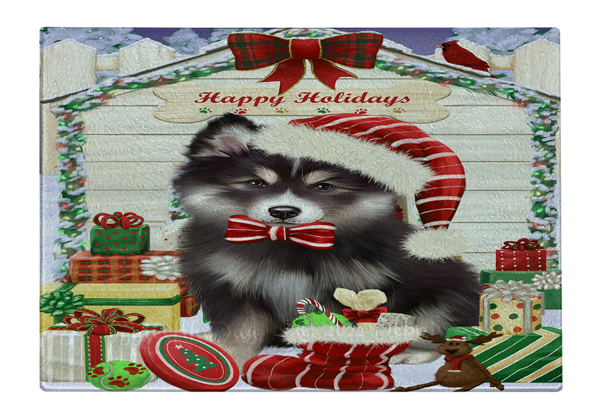 Finnish Lapphund Dog Cutting Board Tempered Glass Personalized Christmas NWT - Picture 30 of 49