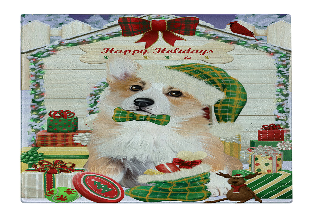 Corgi Dog Cutting Board Tempered Glass Personalized Custom Christmas NWT