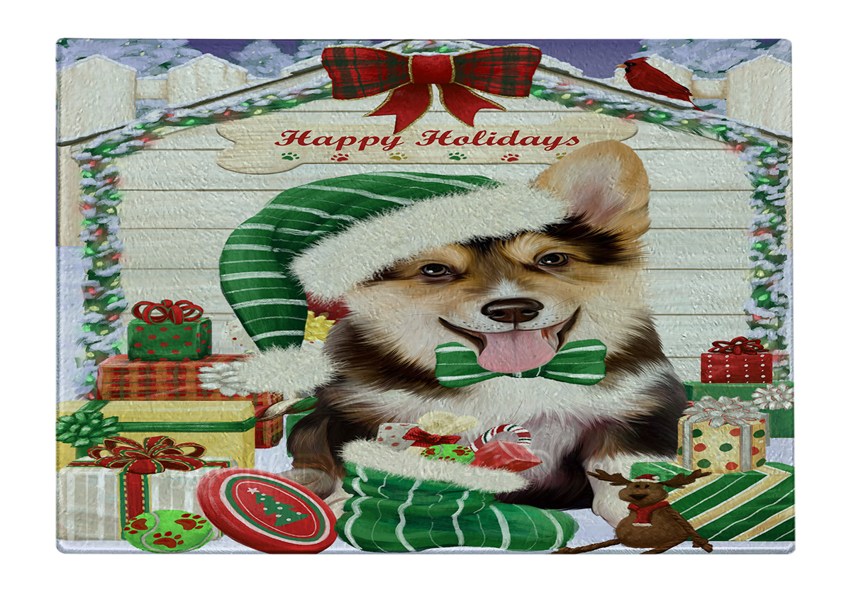 Corgi Dog Cutting Board Tempered Glass Personalized Custom Christmas NWT