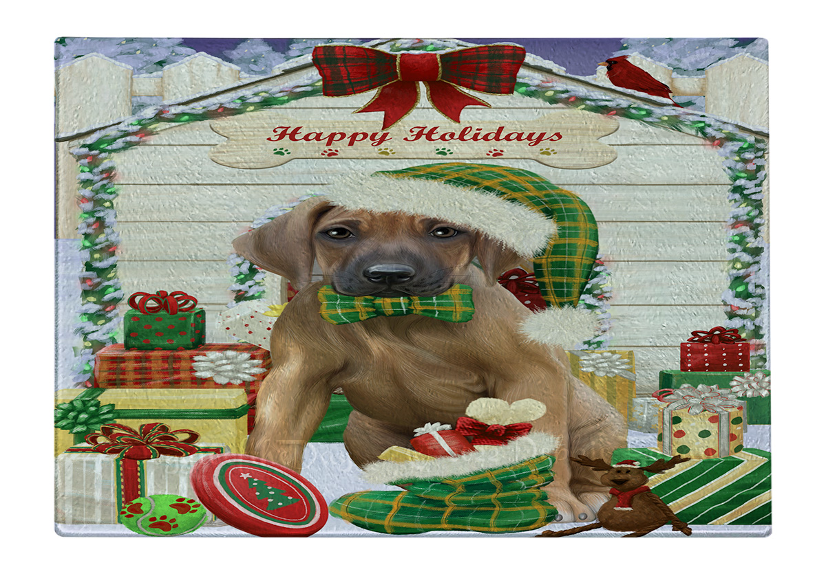 Rhodesian Ridgeback Hund Schneidebrett Hartglas personalisiert Weihnachten Neu mit Etikett - Bild 33 von 58