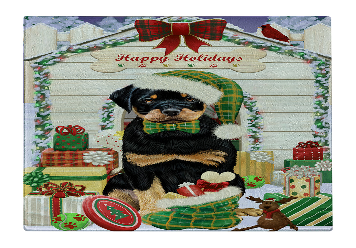 Rottweiler Dog Cutting Board Tempered Glass Personalized Custom Christmas NWT