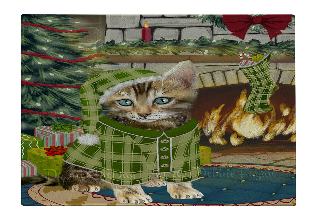 Bengal Cat Cutting Board Tempered Glass Personalized Custom Christmas NWT