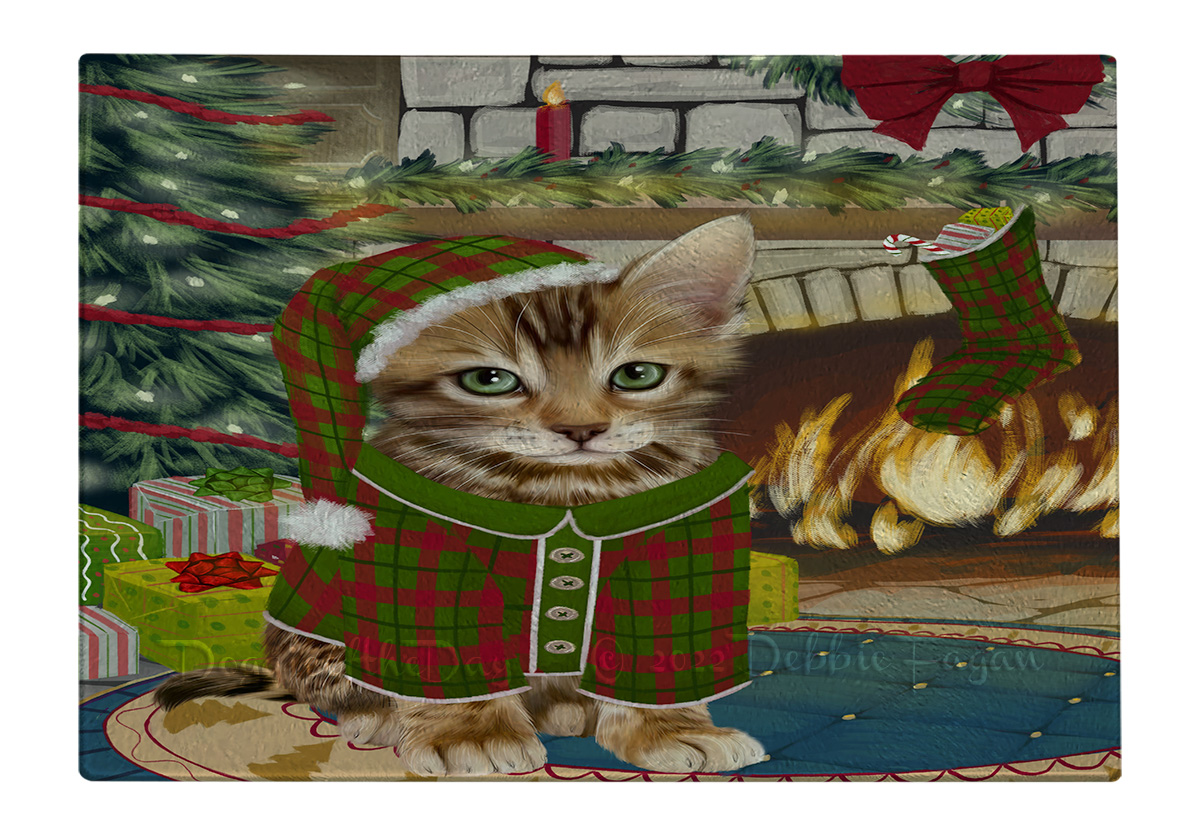 Bengal Cat Cutting Board Tempered Glass Personalized Custom Christmas NWT