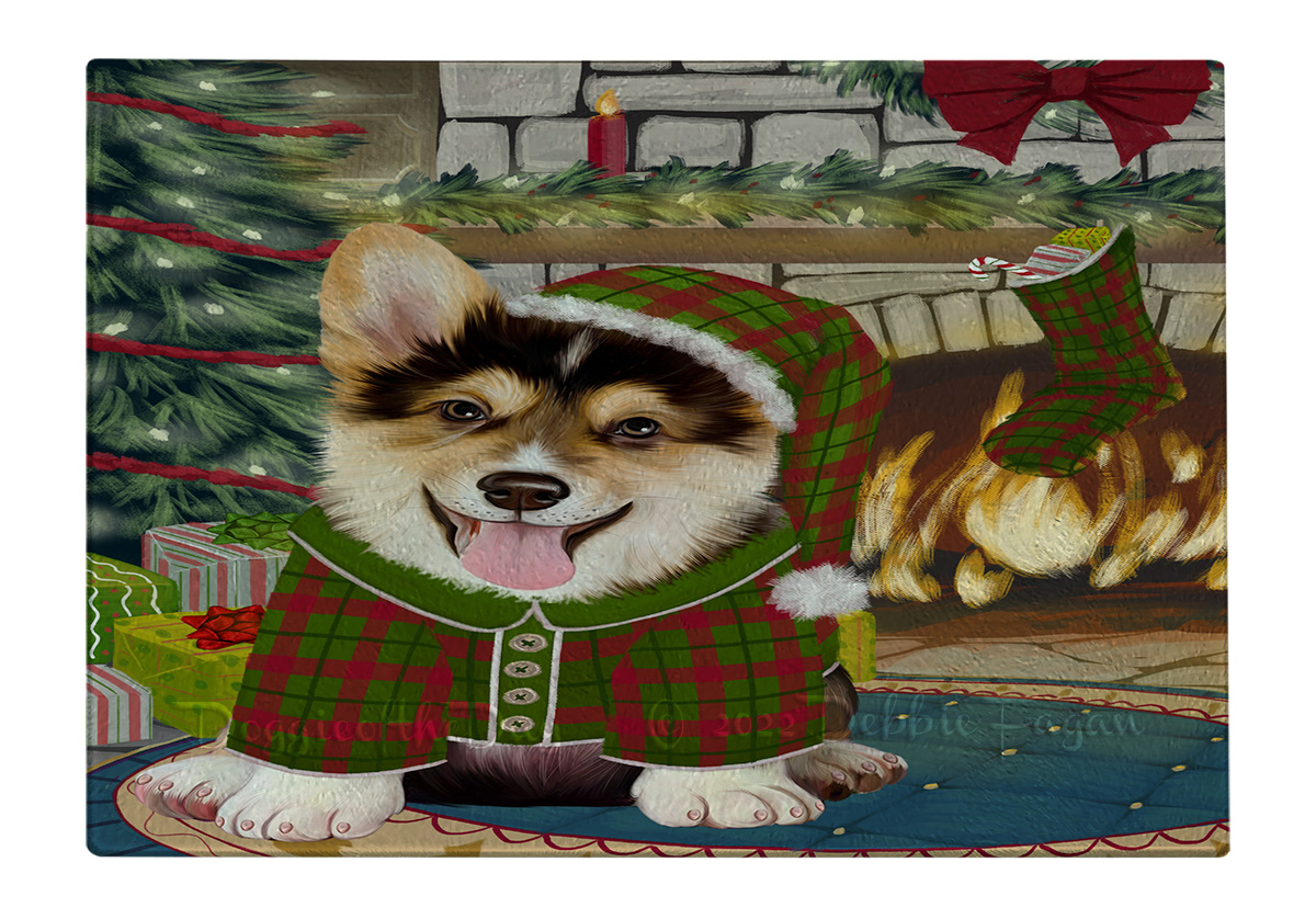 Corgi Dog Cutting Board Tempered Glass Personalized Custom Christmas NWT