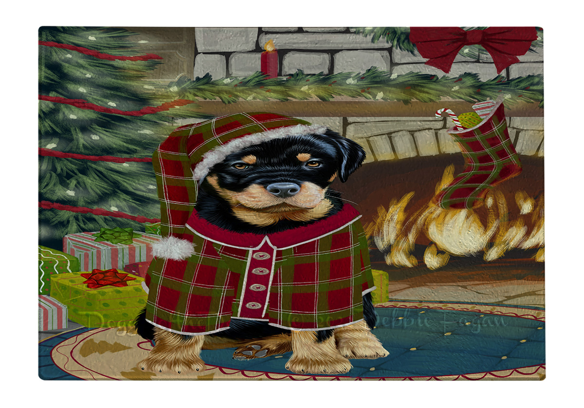 Rottweiler Dog Cutting Board Tempered Glass Personalized Custom Christmas NWT